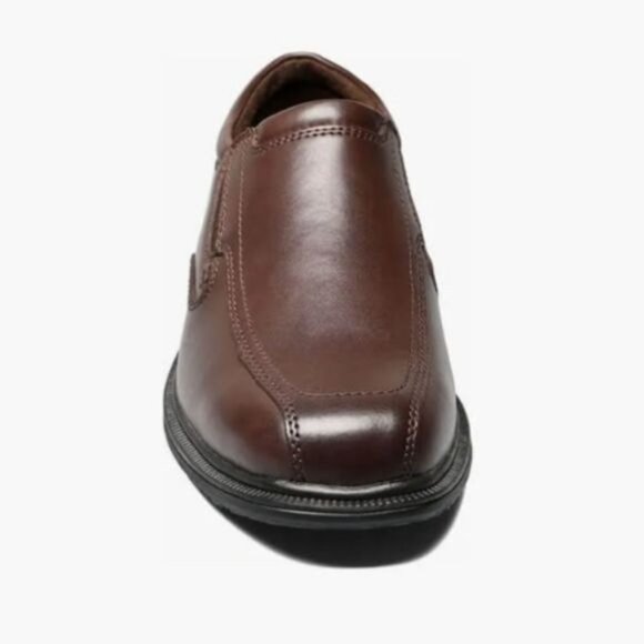 Nunn Bush Bleeker Street Bike Toe Slip On Dress Shoes 9.5 Men\'s New Brown Office